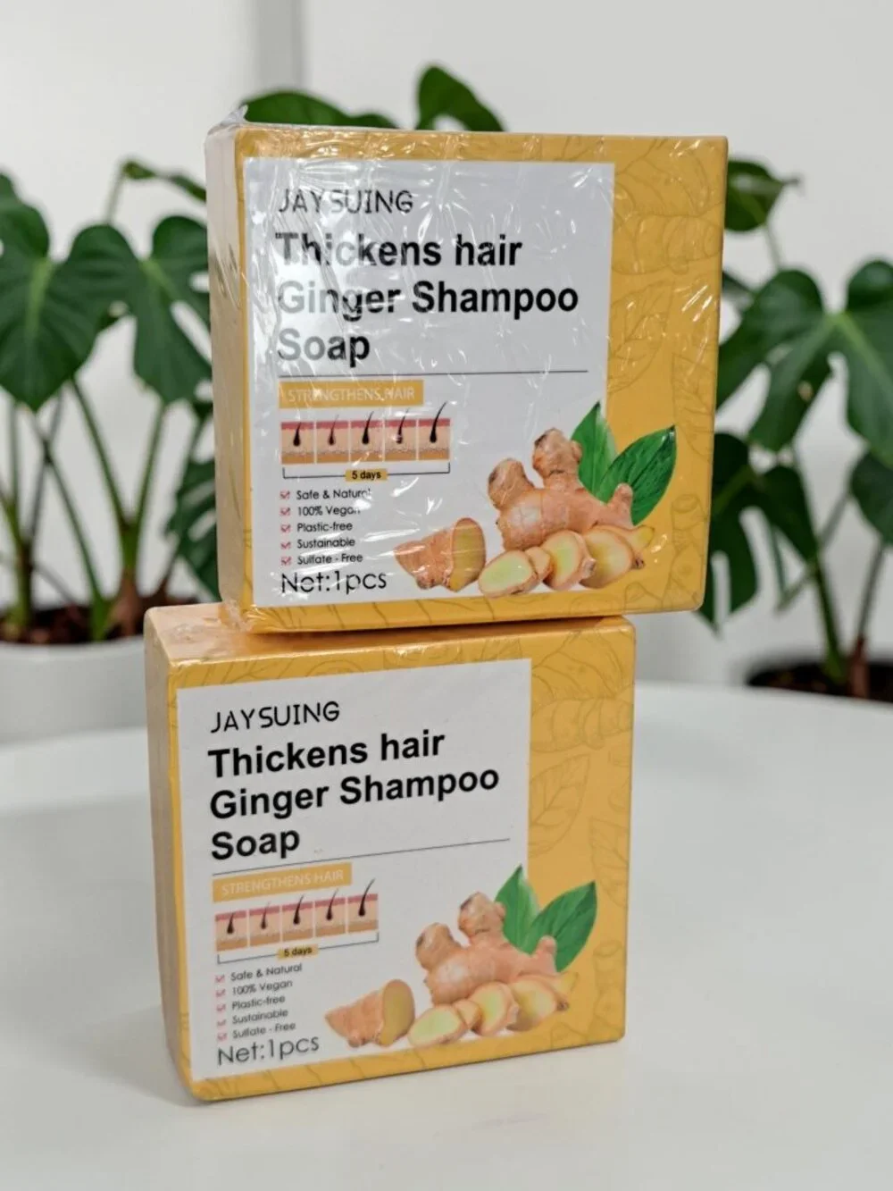 2-Pack Ginger Shampoo Bar Thickens Hair 3.5 oz per bar Jaysuing